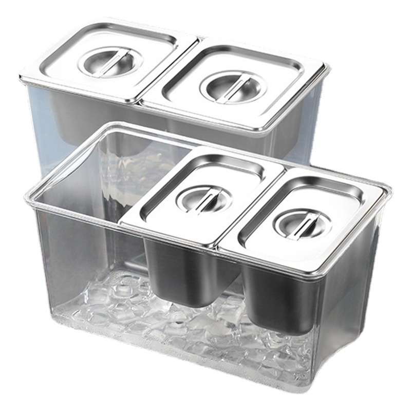 Estante de olla de servicio con Tapa Rectangular leche tienda de té caja de mermelada estante enrejado comercial Cuenca Cubo de hielo caja de polvo de hielo