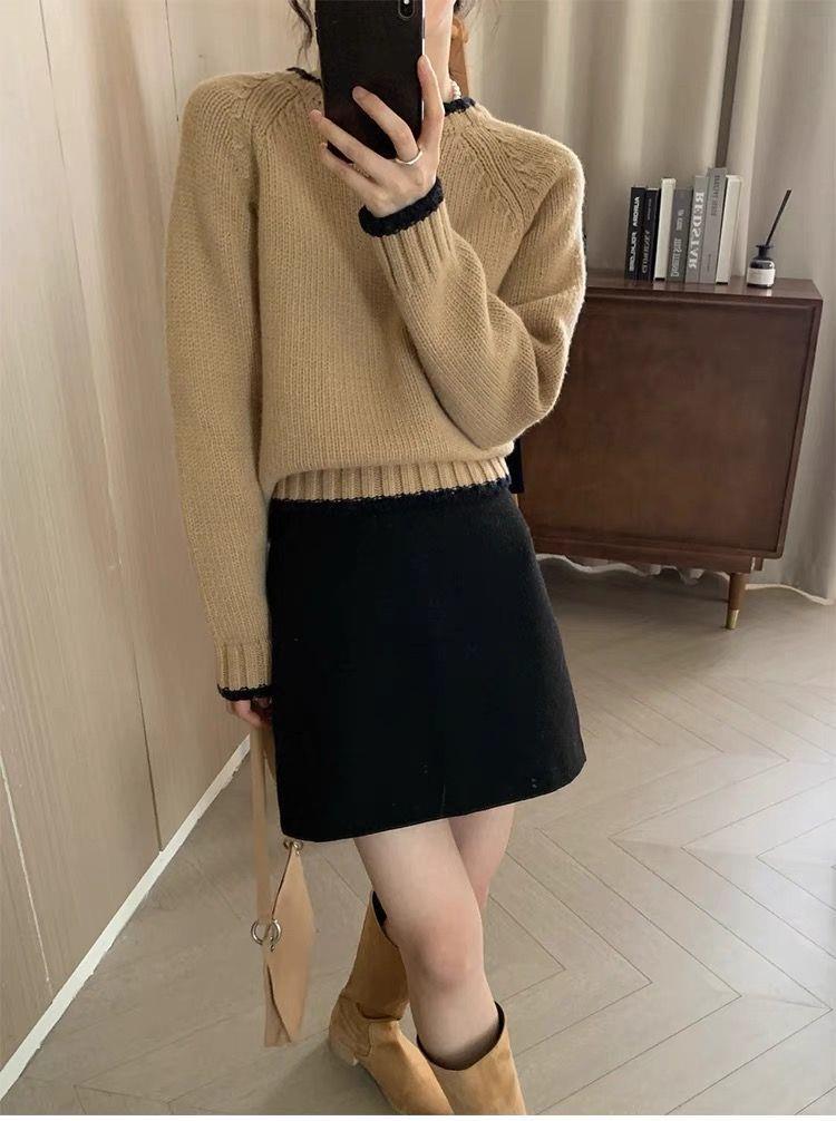 ng2510292 Pear-shaped Body A-line Women, High-waisted Pencil Skirt, Suitable For Petite Figures, Spring And Autumn, Slimming Black_ecoleips.com