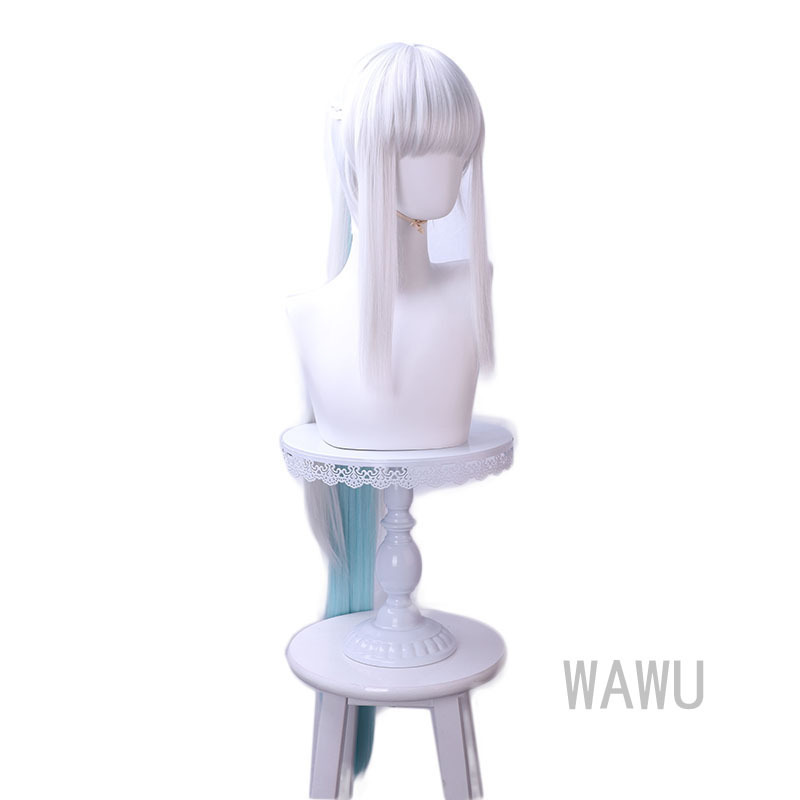 Tingwu FGO/Fate SSR New Mover Pale Green Gradient Ice Green Split horsetail cos wig