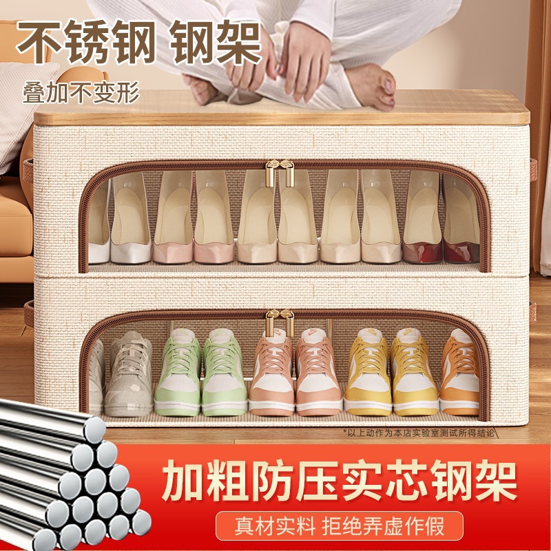 Caja Organizadora de Zapatos de Tela de Algodón Plegable y A Prueba de Polvo para Dormitorio