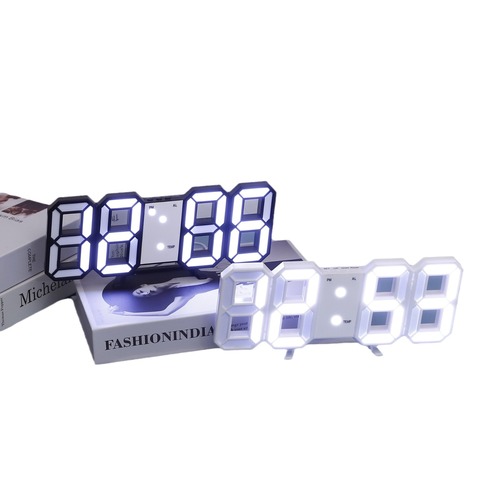 3D digital alarm clock with adjustable night light, minimalist desktop clock, wall-mountable LED electronic alarm clock, cross-border