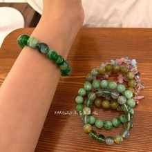 新中式绿色串珠手镯2024年新款珠子手链女生手串小众古风手饰品
