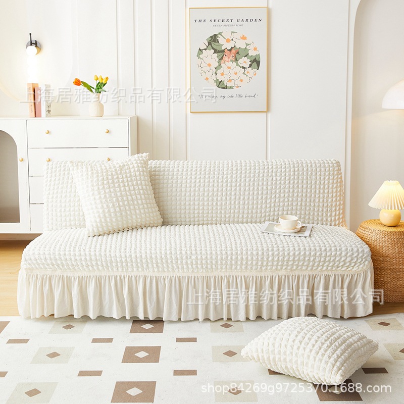 Simple Four Seasons Universal Stretch Seersucker Sofa Bed Cover All-inclusive Sofa Bed Cover Thickened Non-slip Sofa Cover