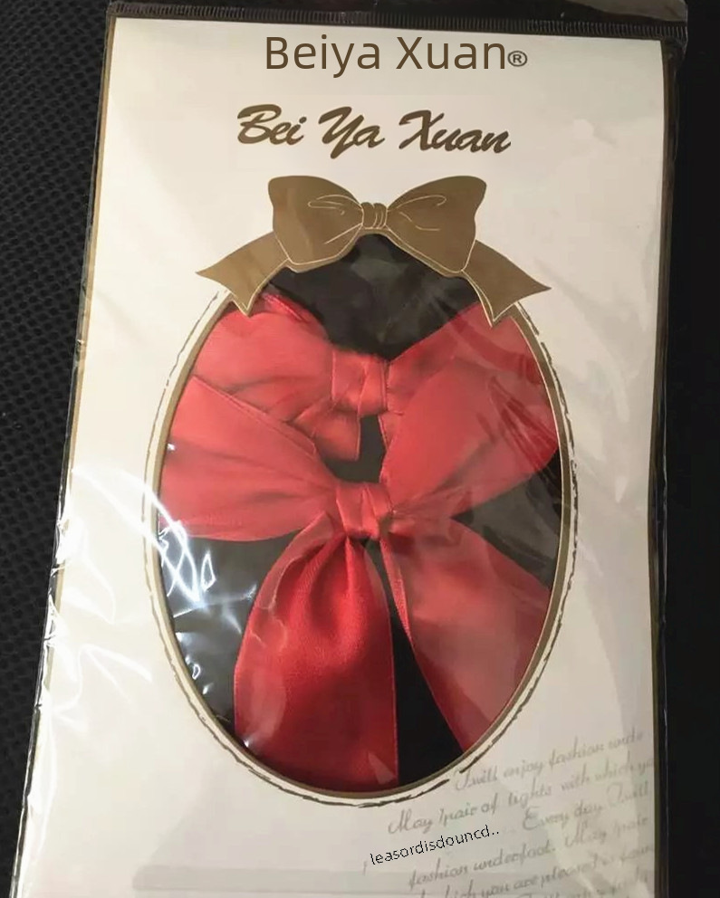 Sexy Rode Strik Witte Kousen Fluwelen Over-de-Knie Kousen Micro-through 80D Dames Dijkousen Kousen_voghion.com