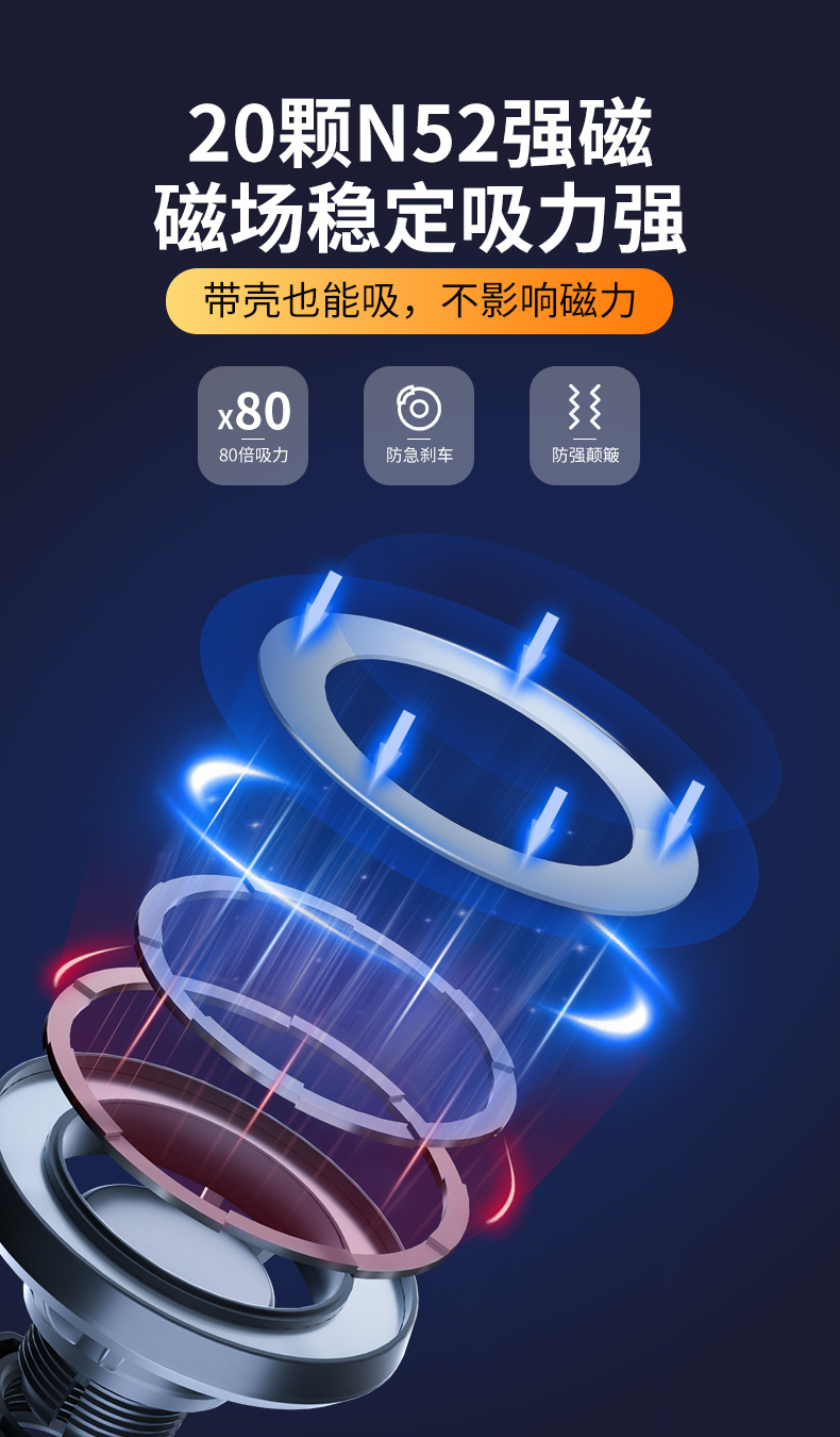 Amazon magsafe magnetic car mobile phone holder air outlet 360 degree rotation of the new car navigation bracket