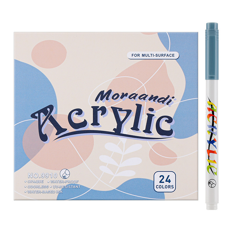 Marcador de acrílico de cabeza suave Pluma acrílica de 24 colores Pluma de acuarela caliente transfronteriza Pluma de cerámica DIY Pluma de marcador apilable