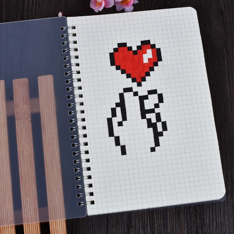 Pixel Art Grid Notebook Korean Version B5 Planner A5 Thickened Journal Popular Grid Notebook Student