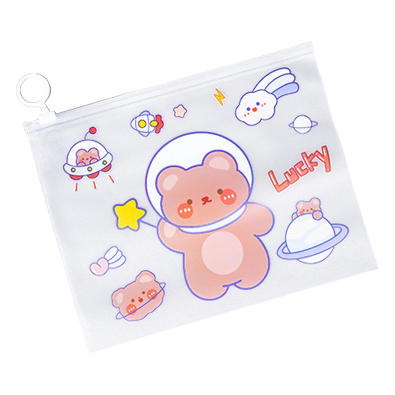 Bolsa de archivo transparente bolsa de archivo con cordón BOLSA DE INFORMACIÓN bolsa de plástico bolsa de almacenamiento de papel de prueba estudiante impermeable dibujos animados lindo cremallera