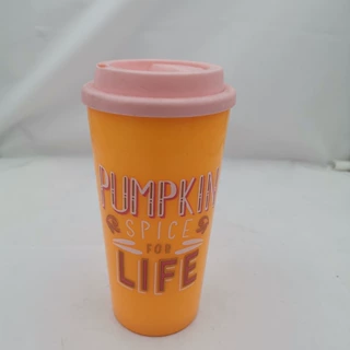 450ML塑料翻盖双层咖啡杯双层咖啡汽车杯16OZP双层果汁饮料咖啡杯