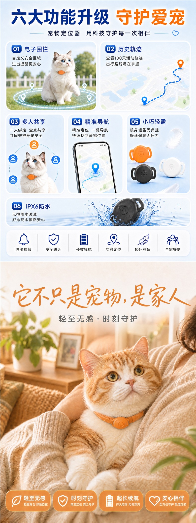 Dog tracker, pet GPS collar, tracking device, cat tracking anti-lost locator, waterproof instrument