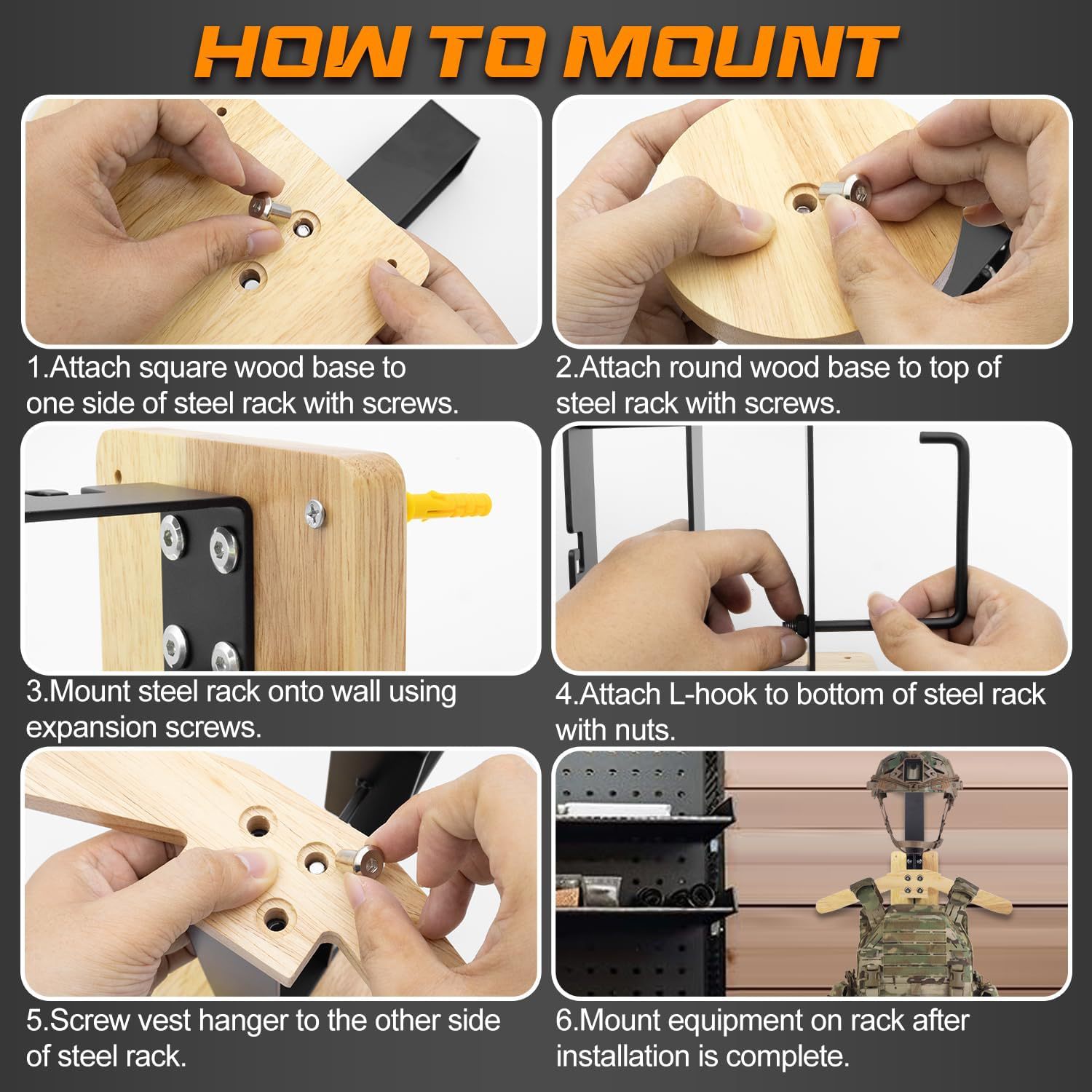 Cross-Border Tactical Helmet Wall-Mounted Storage Rack for Motorcycle Enthusiasts, Wall-Mounted Helmet Display Rack Made of Solid Wood That Won'T Damage the Helmet
