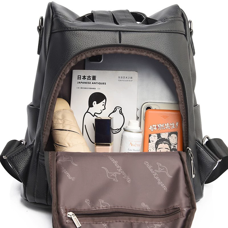 Kangaroo, backpack, durable travel bag for leisure, genuine leather, anti-theft