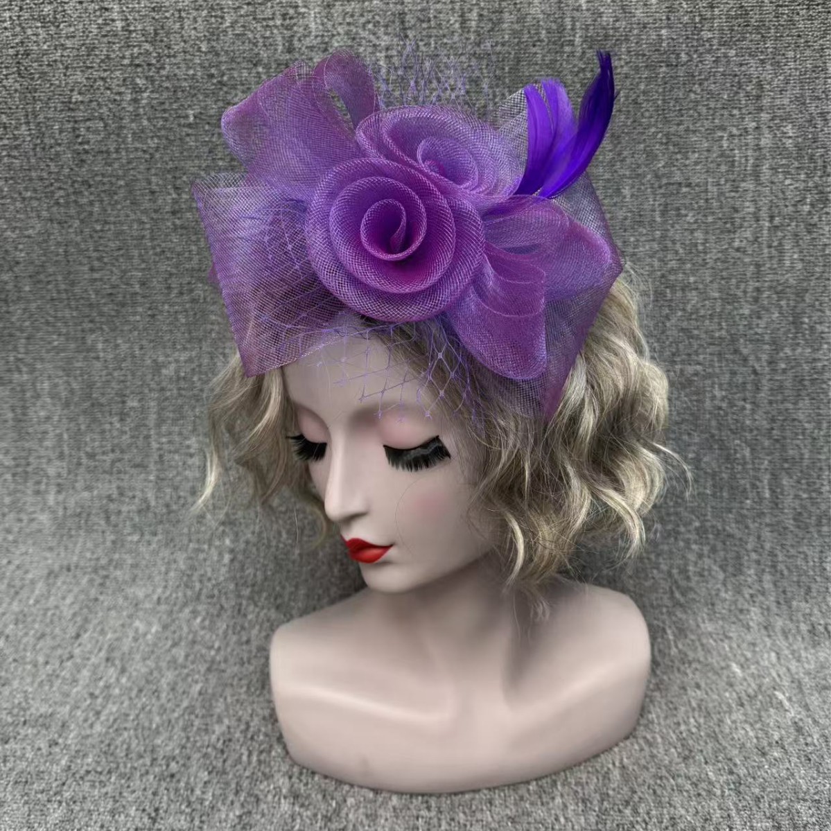 Amazon Wish Hot-Selling European and American New Handmade Mesh Feather Headband Party Catwalk Headdress African Headband