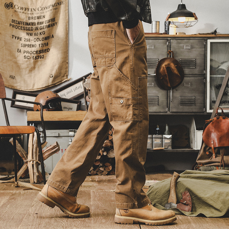 American-Style Heavy-Duty Vintage Work Pants for Men, Straight Loose Fit, 2026 New Model, Double-Knee Lumberjack Pants, Autumn Casual Pants for Men American-Style Heavy-Duty Vintage Work Pants for Men, Straight Loose Fit, 2026 New Model, Double-Knee Lumberjack Pants, Autumn Casual Pants for Men