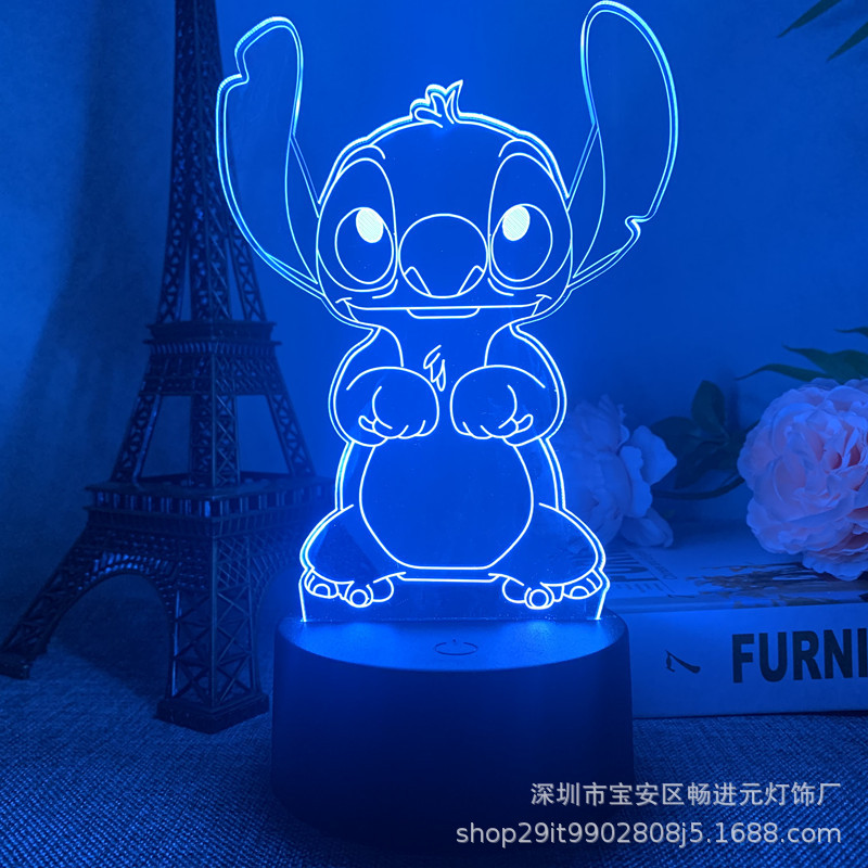 史迪奇3d小夜灯触摸七彩遥控新款创意usd卧室氛围礼品台灯