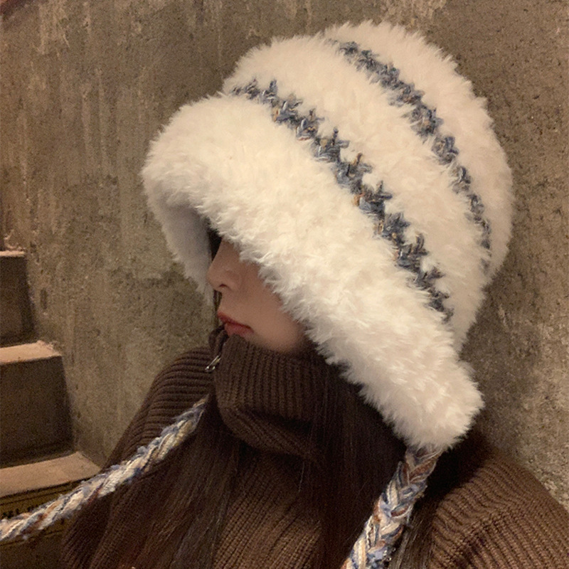 봉제 얼굴 작은 양모 모자 여성의 가을과 겨울 큰 머리 따뜻한 감기 방지 귀여운 밴드 귀 보호자 LEI FENG 모자