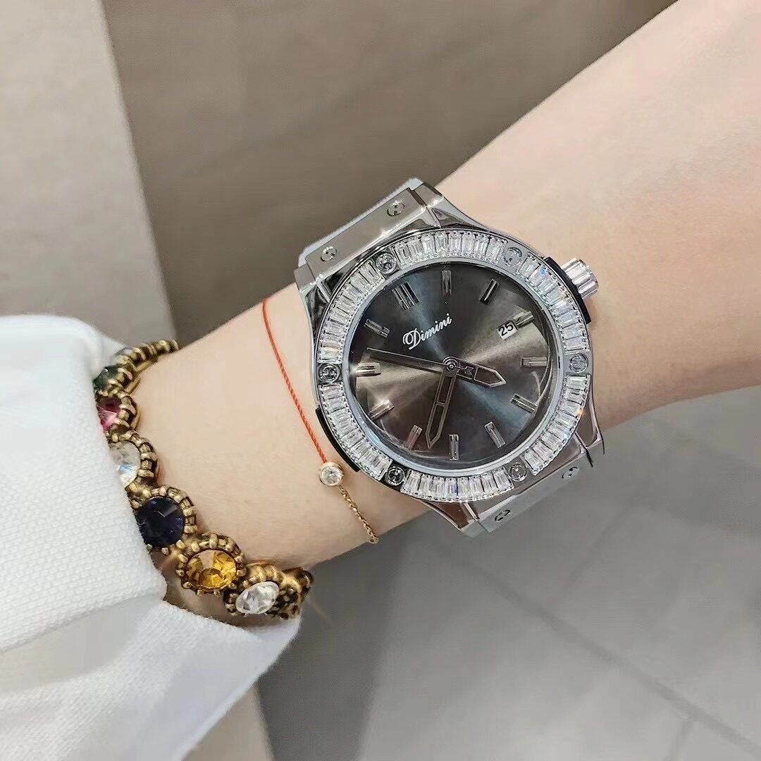 Timini Domineering Personality Silicone Strap Sports Chronograph Running Seconds Large Dial Women's Watch With Diamonds_voghion.com