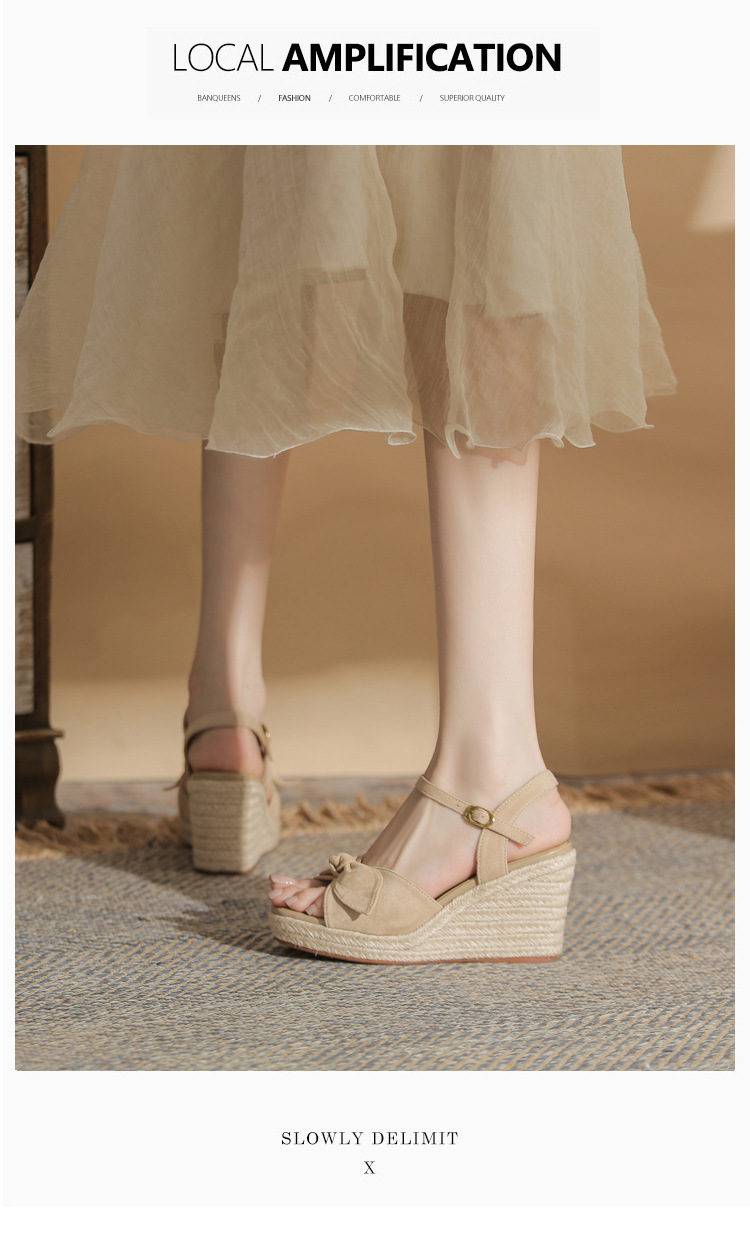 Sandal cao gót nữ hở mũi đế xuồng đan thừng gót 9 cm — Xanh lá cây nhạtcolor chi tiết 7