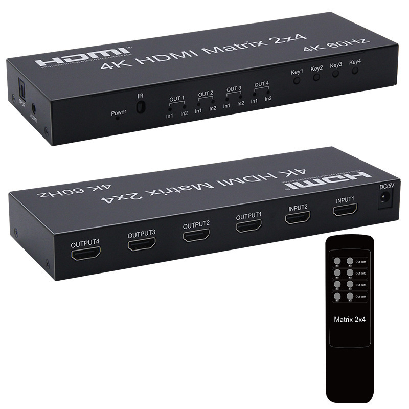 HDMI matrix 2X4HDMI2 in 4 with audio separation audio output switcher splitter 2X4 matrix 2.0