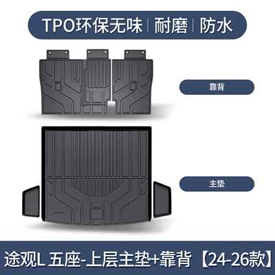 for Volkswagen Tiguan L Trunk: Trunk Mat - specifically-designed-for-2024-2026-volkswagen-tiguan-l-5-seater-upper-layer-driver-seat-backrest-set3d-high-edge-10090