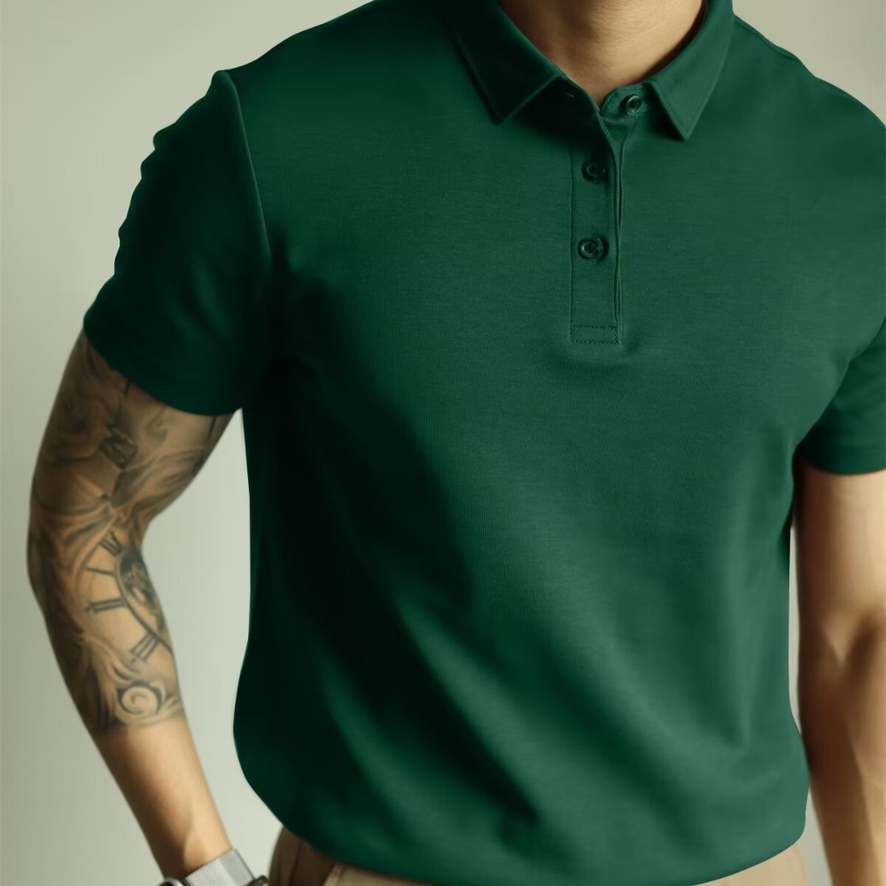 Camiseta de polo con cuentas de seda de hielo americano Camiseta de trabajo de manga corta delgada de manga corta para hombre Camisa de Paul de viaje informal de negocios