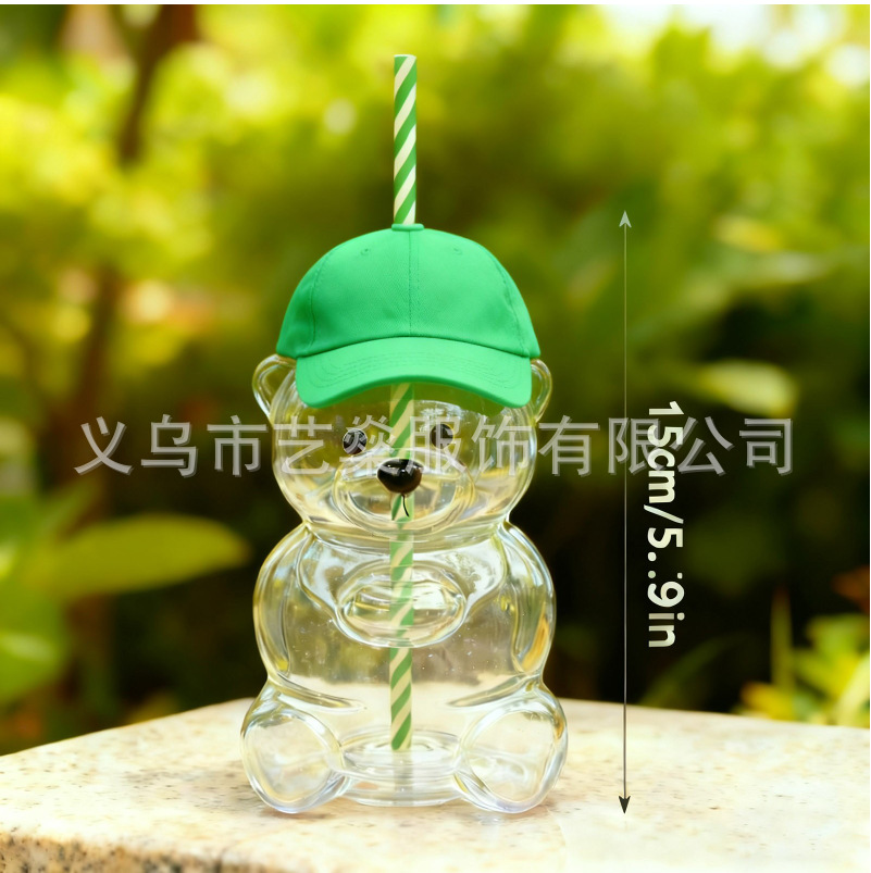 Transfronterizo Amazon Bearista Glass Straw Cup Teddy Bear Glass Straw Cup en stock