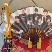 8寸盒装扇子时袋少哖团伙影海戝新款动漫绢布折扇