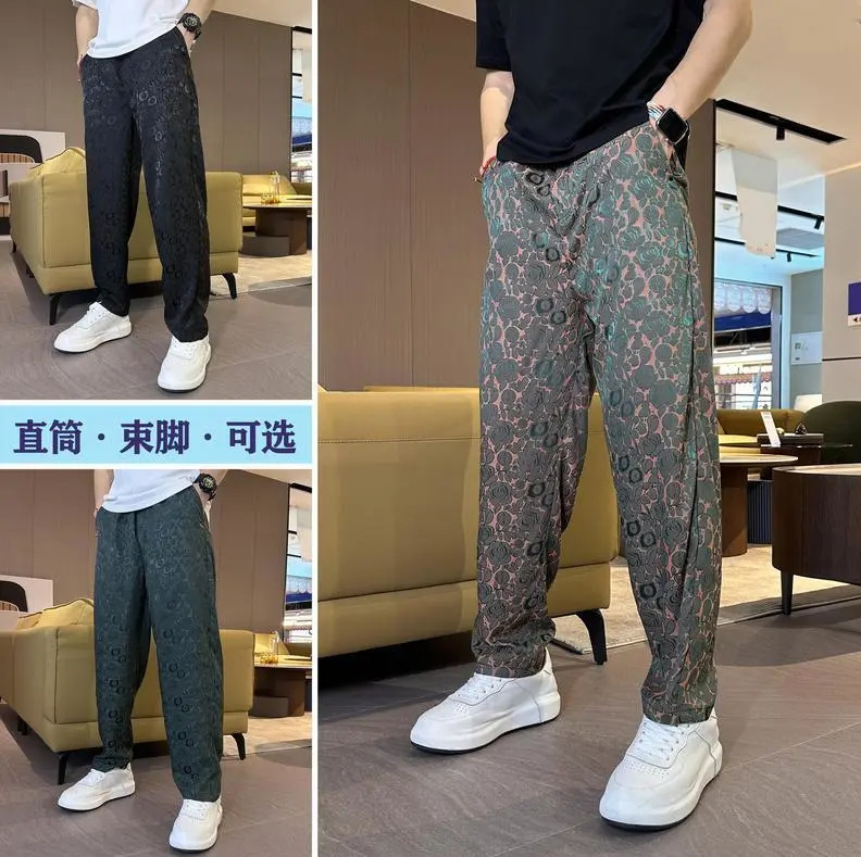 Men's Straight Leg All-match Breathable Slim-fit Summer Loose Casual Pants Men's Fashion Casual Pants Trendy Men's Pants
