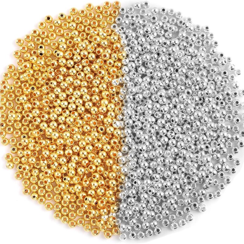 Amazon explosions 1200 4mm round bead diy bracelet gold interval loose bead round straight hole suit wholesale