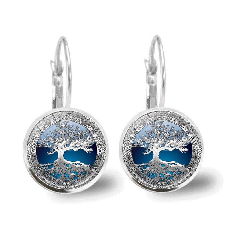 Life Tree Earrings Women's European and American Time Gem Simple Ear Jewelry Fashionable Versatile Graceful Earrings Wholesale 