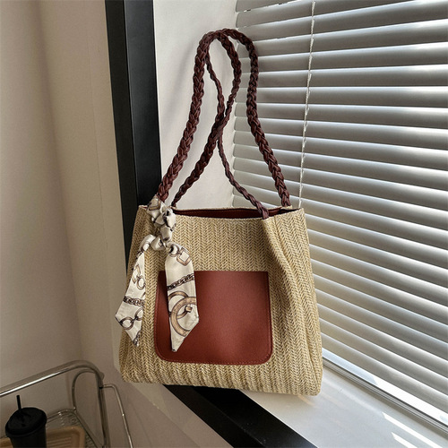  Spring New Fashion Wicker Crossbody Bag Tote Bag Women's Bag Supports Large Capacity Wholesale Mixed Batch