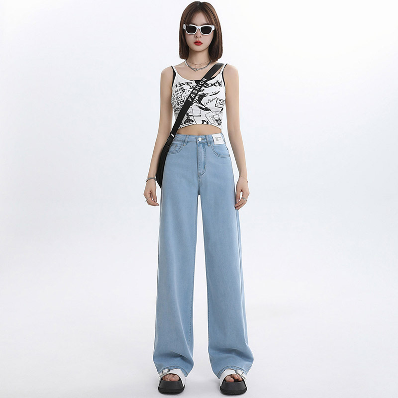 Lyocell Tencel Jeans Women's 2024 New Summer Thin Style Slimming Straight Ice Silk Wide Leg Pants Lyocell Tencel Jeans Women's 2024 New Summer Thin Style Slimming Straight Ice Silk Wide Leg Pants