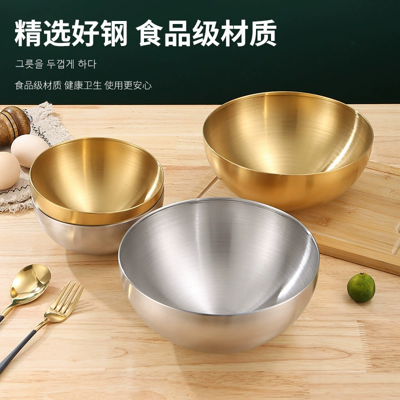 Нержавеющая сталь корейская салатная миска многофункциональная кухонная ёмкость золотое покрытие большая однослойная миска для холодной лапши домашняя миска для бибимбап барбекю ресторан