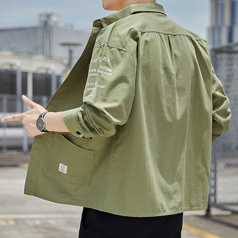 Work Shirts and Jackets for Men in Spring and Autum Construction Sites, Wear-Resistant, Dirt-Resistant, Sun-Proof Work Clothes, Casual Textured Shirts