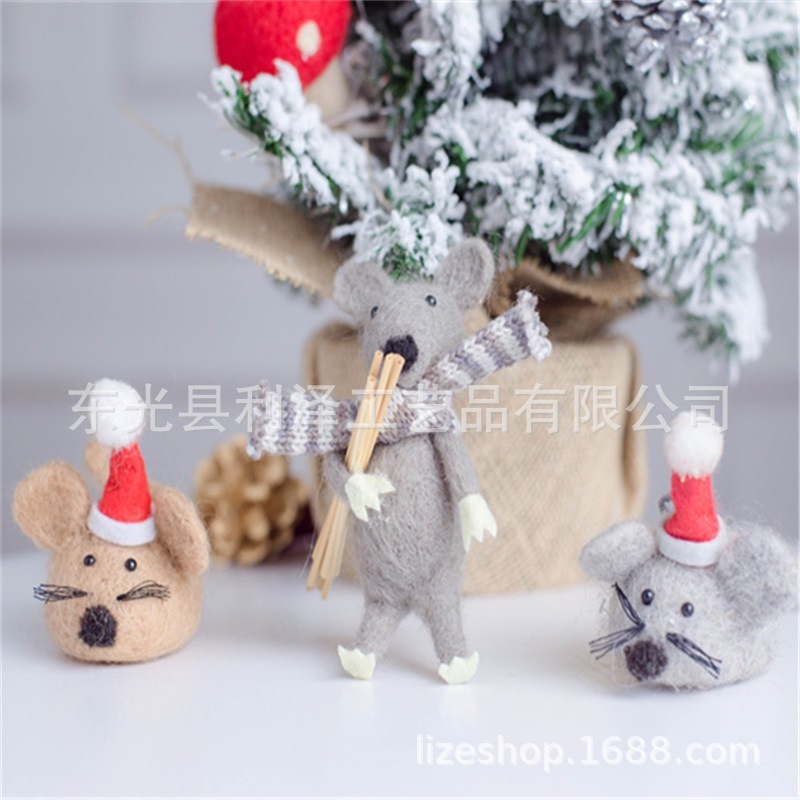 圣诞动物挂件老鼠吊饰宠物玩具树脂陶瓷老鼠毛毡小鸡鹿头挂件