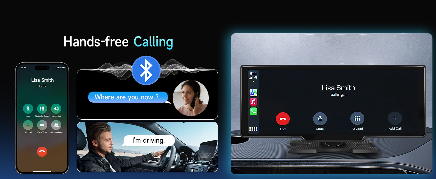 10.26inch Screen Carplay Voice Control Car Navigation Fm Radio Bluetooth Call Smart Car Wireless