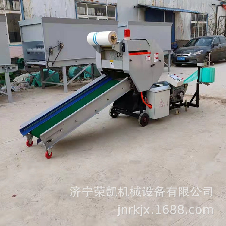 牛羊青储饲料裹包机全自动打捆包膜机价格玉米秸秆圆捆打捆包膜机