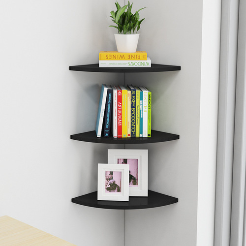 Corner shelf, corner corner, kitchen living room bedroom wall hanging hollow triangular fan-shaped wooden partition without drilling