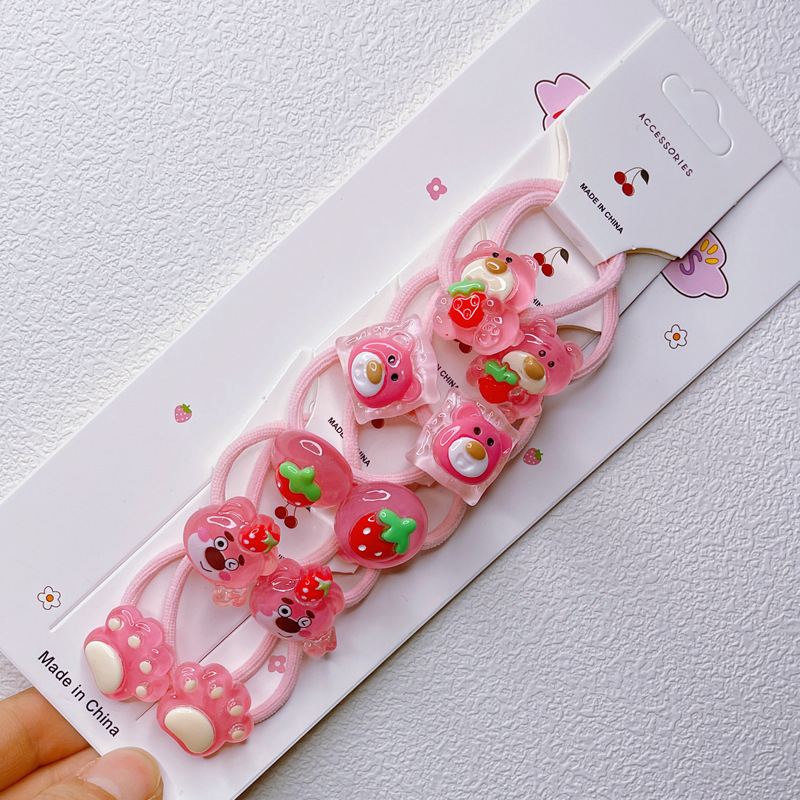 3cm 작은원형머리끈 [빙터우딸기곰] 혼합색상