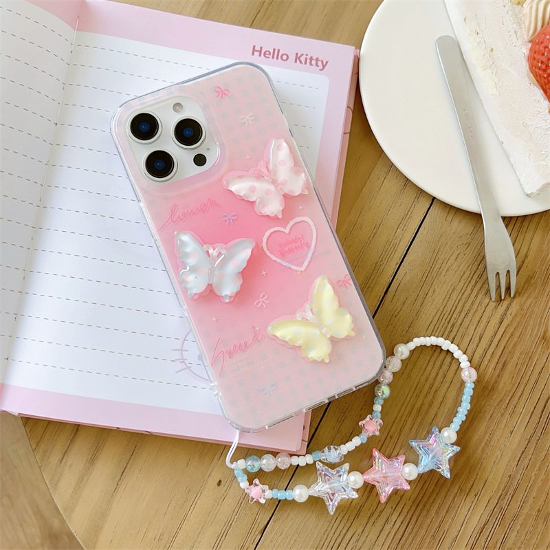 Girl ins brillo mariposa tridimensional para Apple 16pm funda para teléfono móvil iphone13/14 nuevo 15ProMax