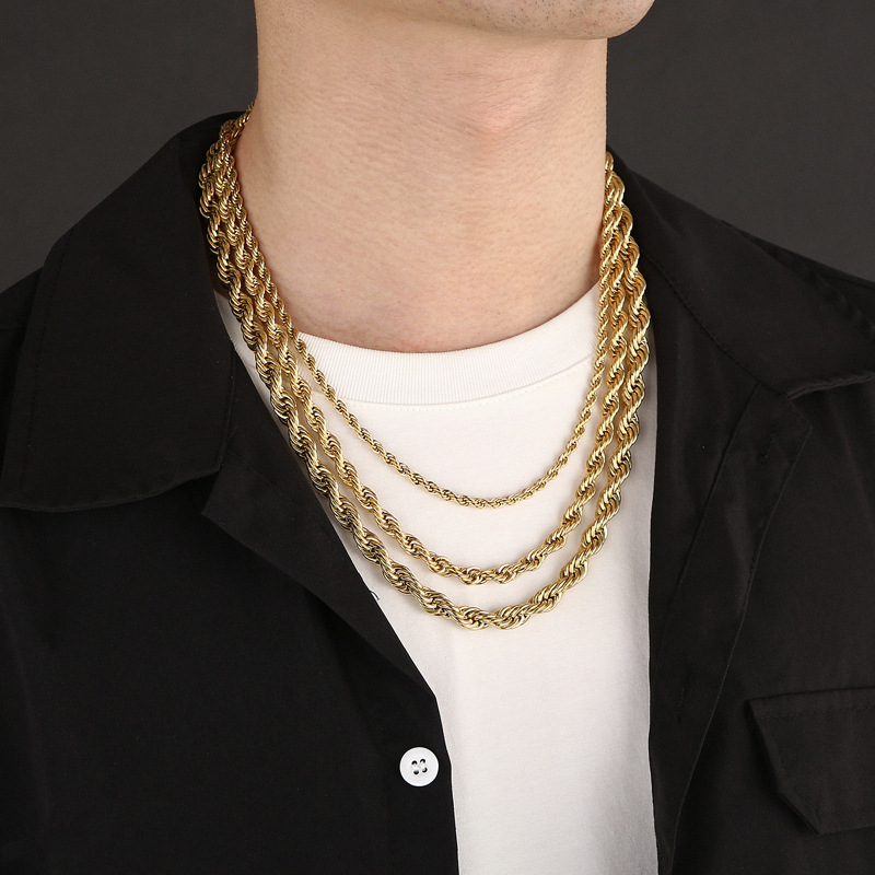Geometric Pattern PVD Coated 18K Gold Plated Geometric Titanium Steel Simple Style Waterproof Non Tarnish Necklace