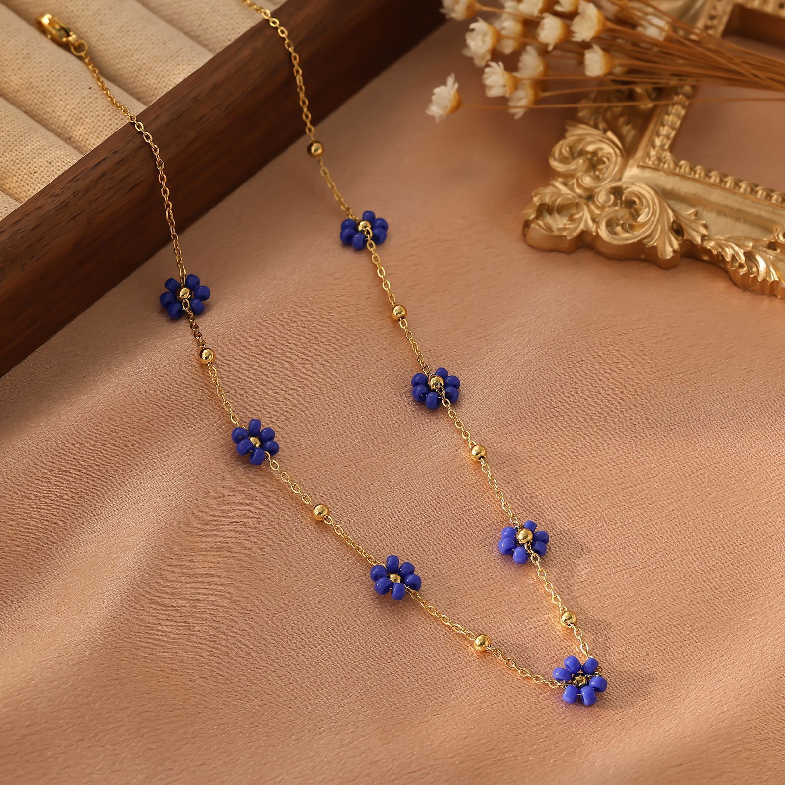 10g Weight Necklace Classification Titanium Steel Chain Material cable chain Chain Type 1 Piece Quantity Holiday, Daily Occasion Titanium Steel Material Flower Pattern All Seasons Season Women's Gender Plating Design Simple Style Style Wholesale Jewelry Simple Style Flower Titanium Steel Plating Necklace Cable Chain 20