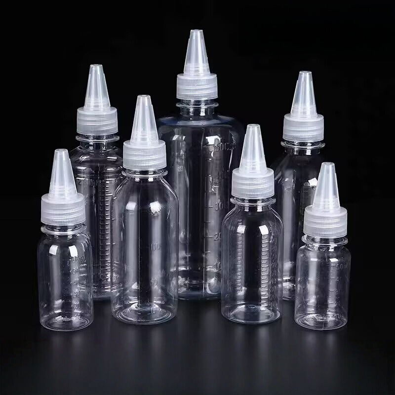 50 100 500ml Transparent Pointed Spout Bottle with Scale, Squeeze Dispensing Bottle, Liquid Paint Packaging Bottle, Pet 50 100 500ml Transparent Pointed Spout Bottle with Scale, Squeeze Dispensing Bottle, Liquid Paint Packaging Bottle, Pet