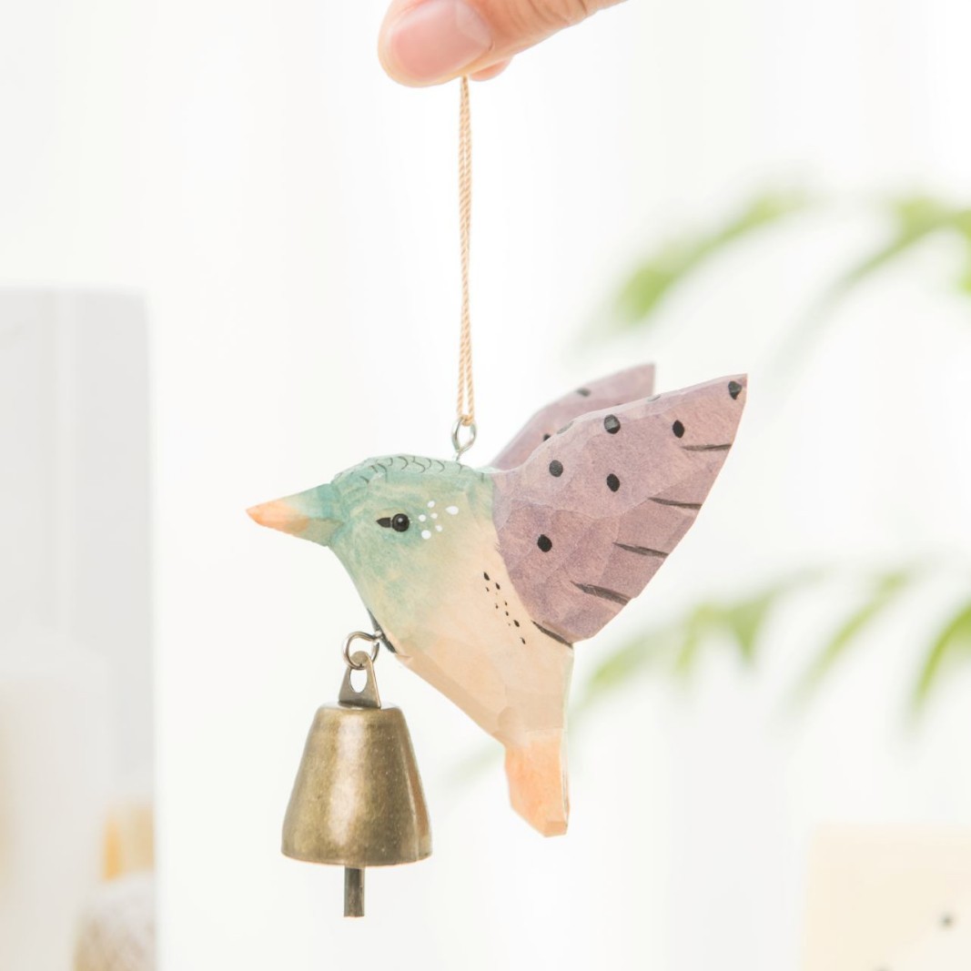 Hecha a mano colibríes colgar decoración de mesa campana colgar decoración de patio campana de viento pájaros