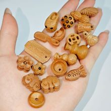 国风文玩葫芦平安福木质珠手工DIY桃木雕刻莲蓬猪惊骨狗牙吊坠