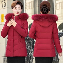 中年妈妈装羽绒棉服短款中老年女装冬季-岁棉衣加厚棉袄外套