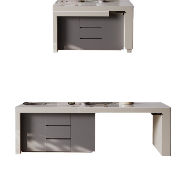 Mesa de comedor de mesa de mesa de mesa de mesa de mesa de roca multifuncional de alta gama de Zhongdongtai Villa de elevación retráctil para el hogar de una pieza