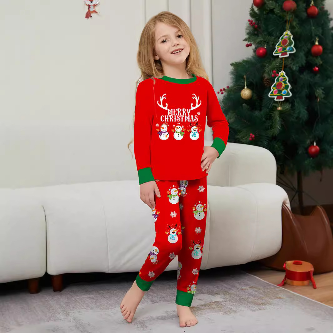 Božićni snjegović Pahuljica slova Božićno obiteljsko odijelo s otiskom kućne odjeće za spavanje_voghion.com