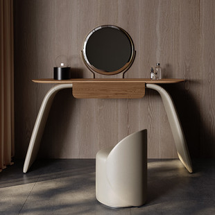 Italian Minimalist Solid Wood Dressing Table Master Bedroom Internet Celebrity Designer Modern Simple Mirror Dressing Table Integrated Combination