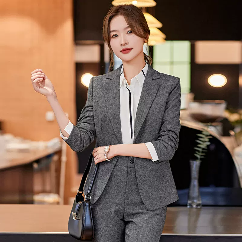 2023年春装新款职业装女装套装修身长袖小西装韩版西服外套工作服